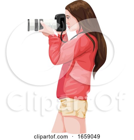 Vector of Woman Photographer with Slr Camera by Morphart Creations