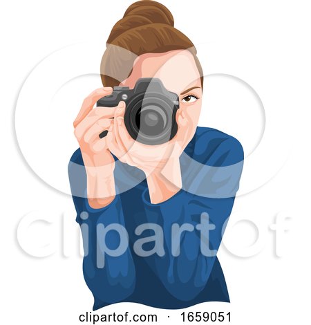 Vector of Woman Photographing with Camera by Morphart Creations