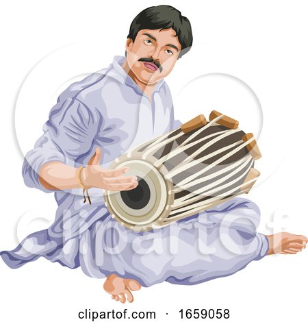 Vector of Man Playing Dhol by Morphart Creations