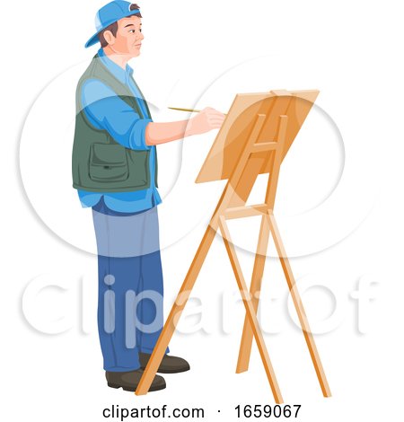 Vector of Artist Painting on Canvas by Morphart Creations