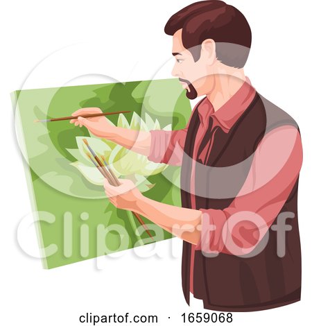 Vector of Artist Painting on Canvas by Morphart Creations