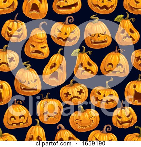 Halloween Holiday Pumpkin Seamless Pattern by Vector Tradition SM