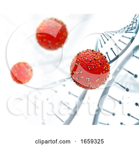3D Medical Background with DNA Strands and Virus Cells by KJ Pargeter