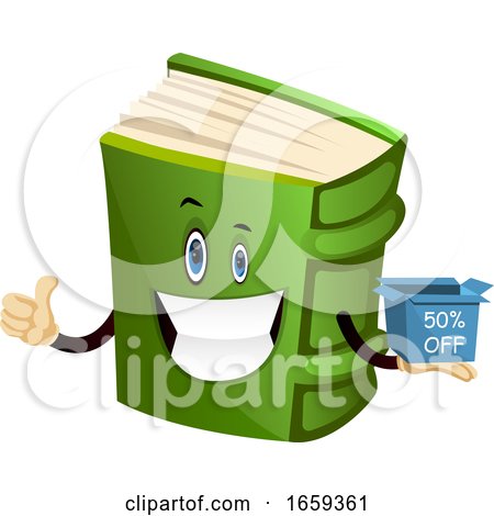 Cartoon Book Character Is Holding Discount Box by Morphart Creations