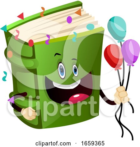 Cartoon Book Character Is Holding Balloons by Morphart Creations