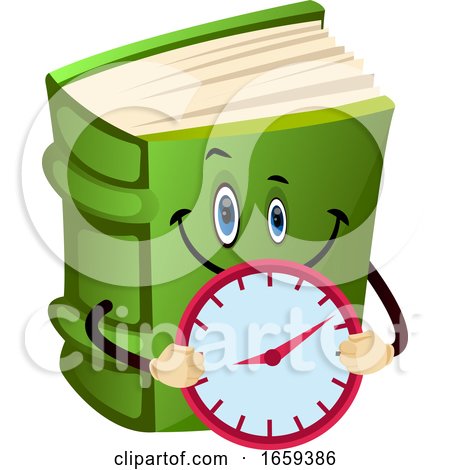 Cartoon Book Character Is Holding Clock by Morphart Creations