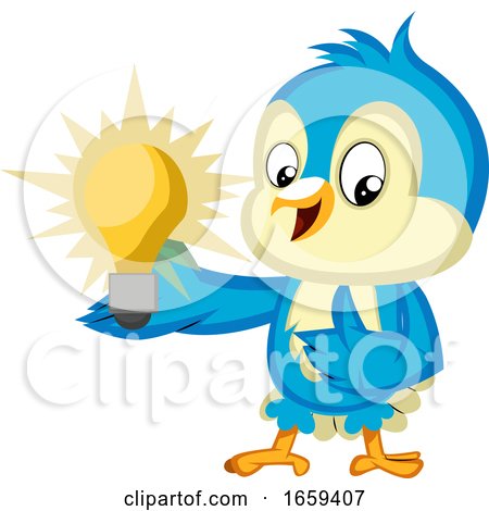 Blue Bird Is Holding a Light Bulb by Morphart Creations