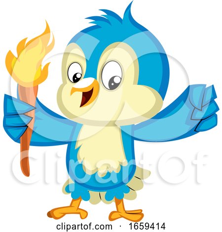 Blue Bird Holds a Torch by Morphart Creations