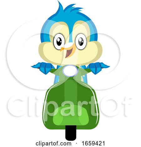 Blue Bird Is on a Green Motorbike by Morphart Creations
