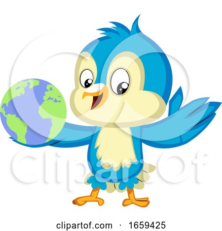 Blue Bird Holds a Globe by Morphart Creations