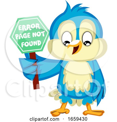 Blue Bird Holds a Error Page Not Found Sign by Morphart Creations
