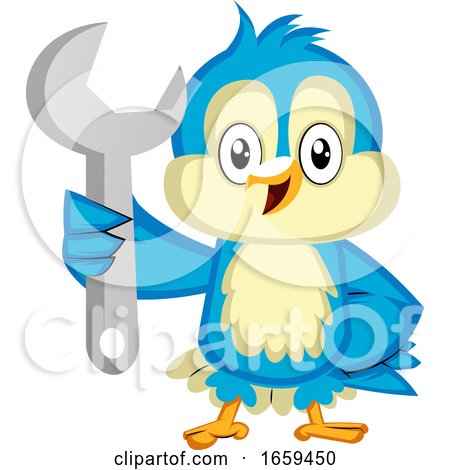 Blue Bird Is Holding a Wrench by Morphart Creations