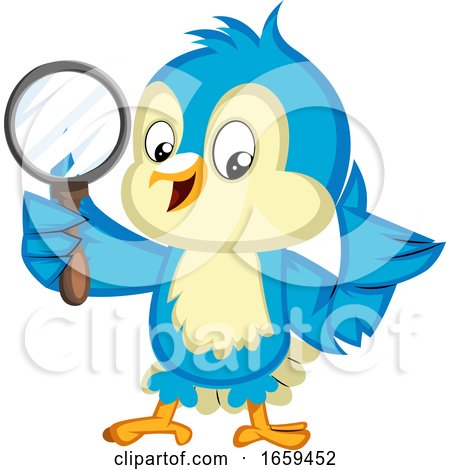Blue Bird Is Holding a Magnifying Glass by Morphart Creations