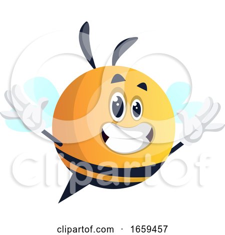 Happy Yellow Waving Bee by Morphart Creations