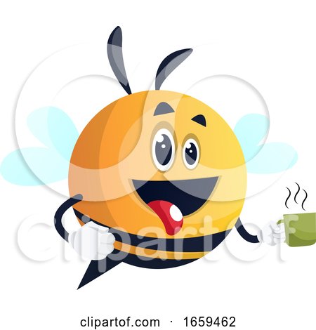 Bee Holding a Cup, Bee Holding a Cup of Coffee, Be Holding a Cup of Tea by Morphart Creations