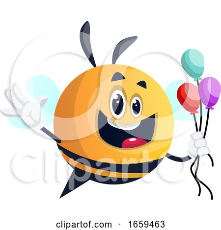 Bee Holding Balloons by Morphart Creations