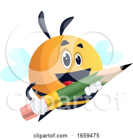 Bee Holding a Pencil by Morphart Creations