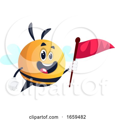 Bee Holding Red Flag by Morphart Creations
