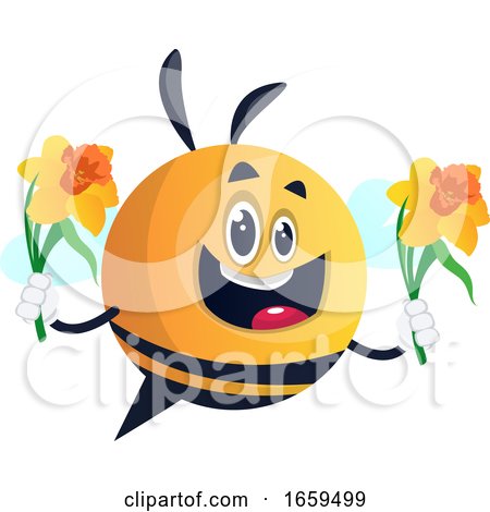 Bee Holding Flowers by Morphart Creations