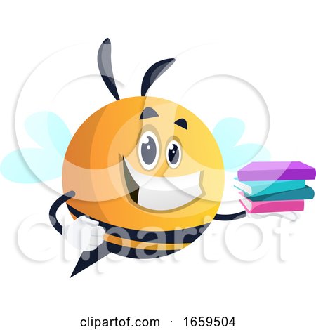 Smiling Bee Holding a Book by Morphart Creations