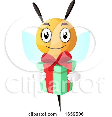 Smiling Bee Holding a Present by Morphart Creations