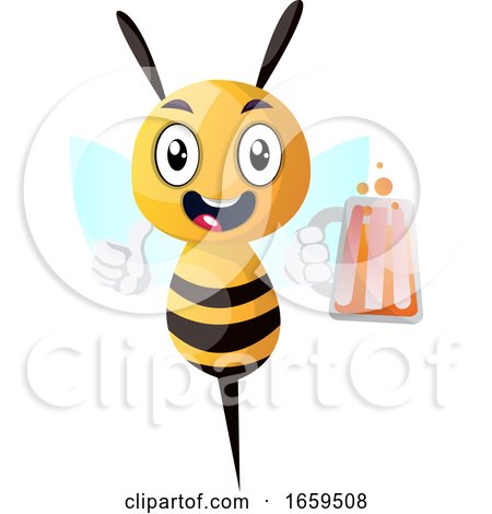 Bee Holding a Drink, Bee Holding a Beer by Morphart Creations