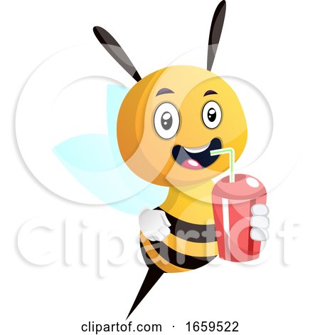 Bee Drinking Juice, Smiling by Morphart Creations