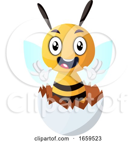 Bee Waving from Cracked Egg by Morphart Creations