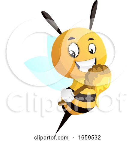 Bee Holding Honey Dipper by Morphart Creations