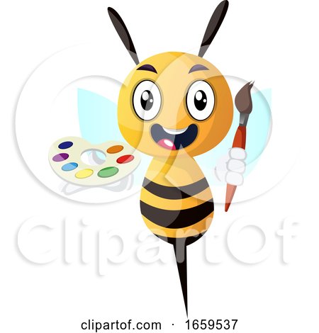 Bee Holding Paintbrush and Palette by Morphart Creations