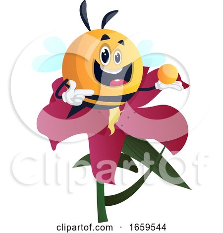 Bee in Flower Pointing on Nectar by Morphart Creations