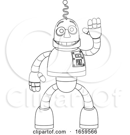 Friendly Robot Kids Coloring Cartoon Character by AtStockIllustration
