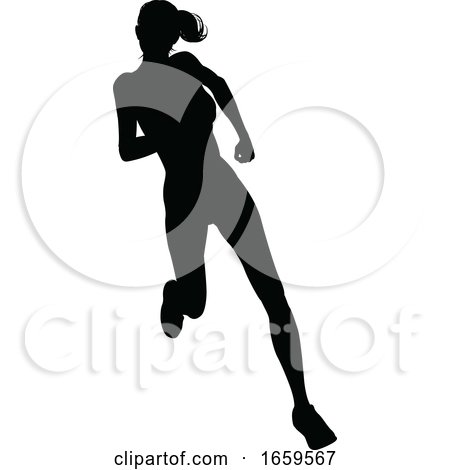 Runner Racing Track and Field Silhouette by AtStockIllustration