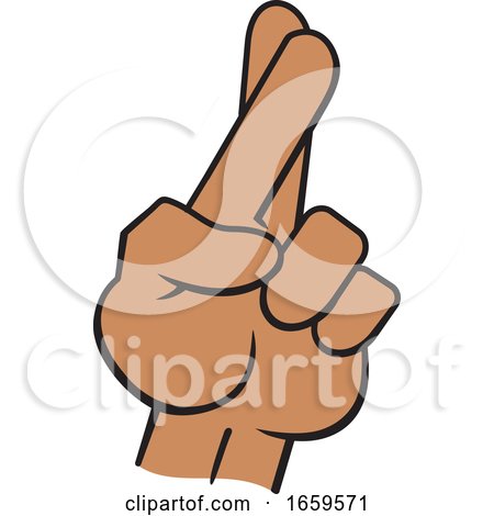 Cartoon Black Male Hand with Crossed Fingers by Johnny Sajem