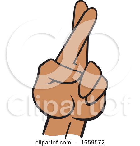 Cartoon Black Female Hand with Crossed Fingers by Johnny Sajem