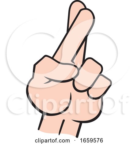 Cartoon White Male Hand with Crossed Fingers by Johnny Sajem