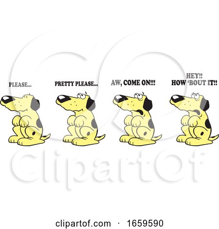 Phases of a Cartoon Dog Begging by Johnny Sajem