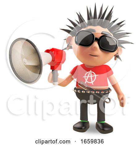 Noisy Punk Rocker Is Speaking Through an Amplified Megaphone by Steve Young
