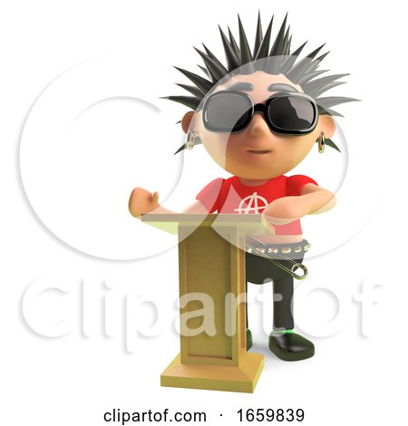 Clever Punk Rock Character with Spikey Hair Lectures from the Lectern by Steve Young
