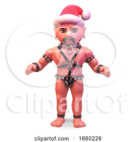 Fetish Gay Leather Man Wearing a Christmas Santa Hat by Steve Young