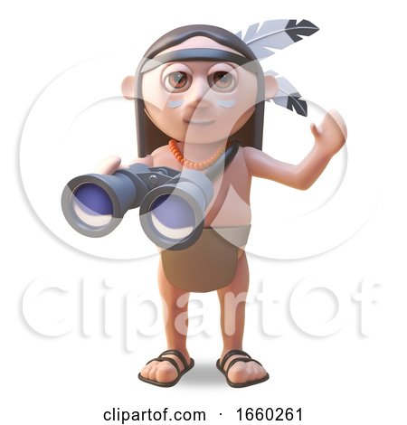 Native American Indian Man Using a Pair of Binoculars by Steve Young