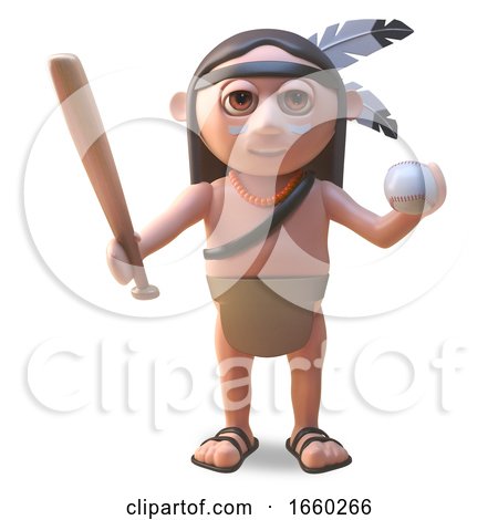 Sports Mad Native American Indian Man Holding a Baseball Bat and Ball by Steve Young