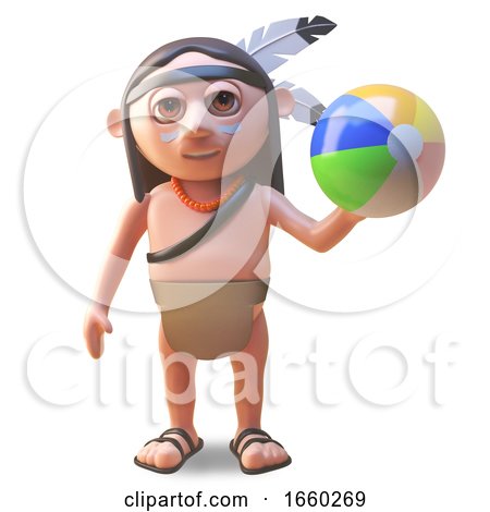 Relaxed Native American Indian Man Plays with a Beachball by Steve Young