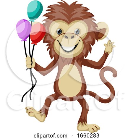 Monkey Holding Balloons by Morphart Creations