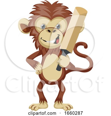 Monkey with Cricket Bat by Morphart Creations