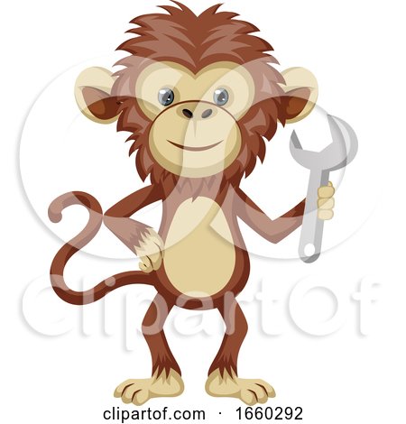 Monkey Holding Wrench by Morphart Creations