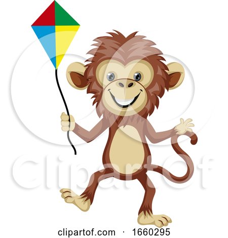Monkey Playing with Flying Kite by Morphart Creations