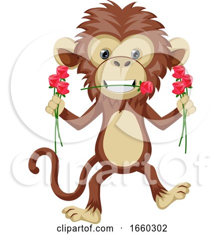 Monkey with Flowers by Morphart Creations