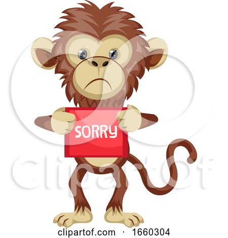 Monkey with Sorry Sign by Morphart Creations