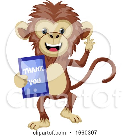 Monkey with Thank You Sign by Morphart Creations